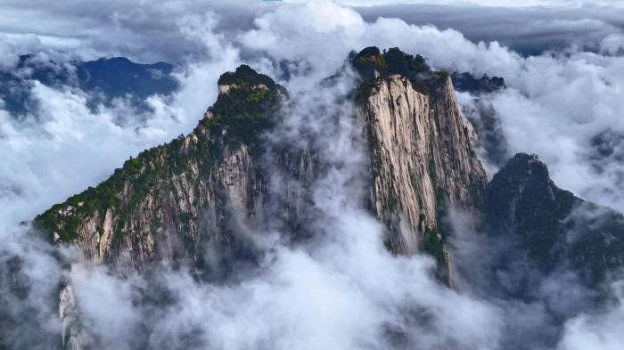 華山“風(fēng)起云涌” 云海氣象萬千